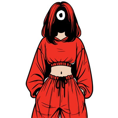 realistic girl faceless with baggy pants and a crop top