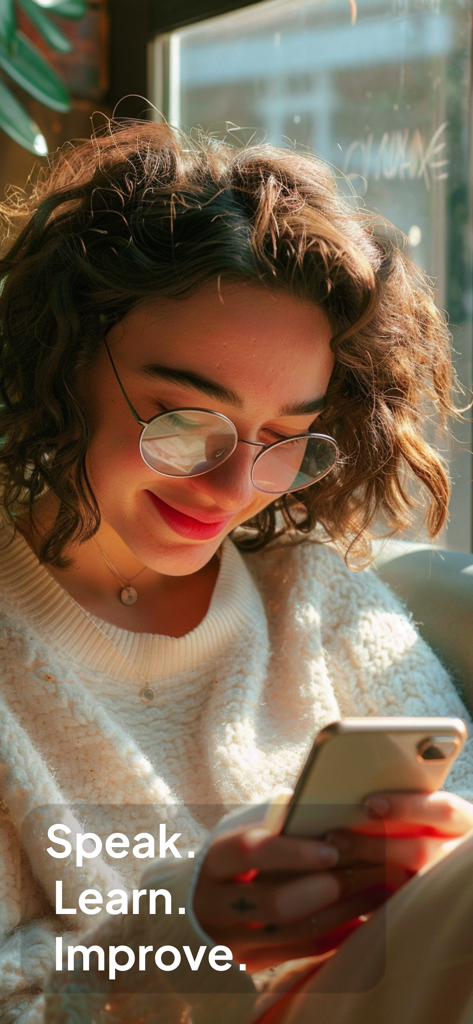 Fluent - Your AI English Talks - Woman practicing conversational English using Fluent AI app