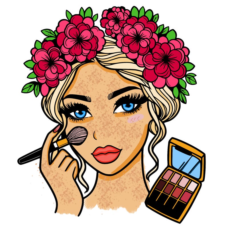 makeup model with flowers in her hair