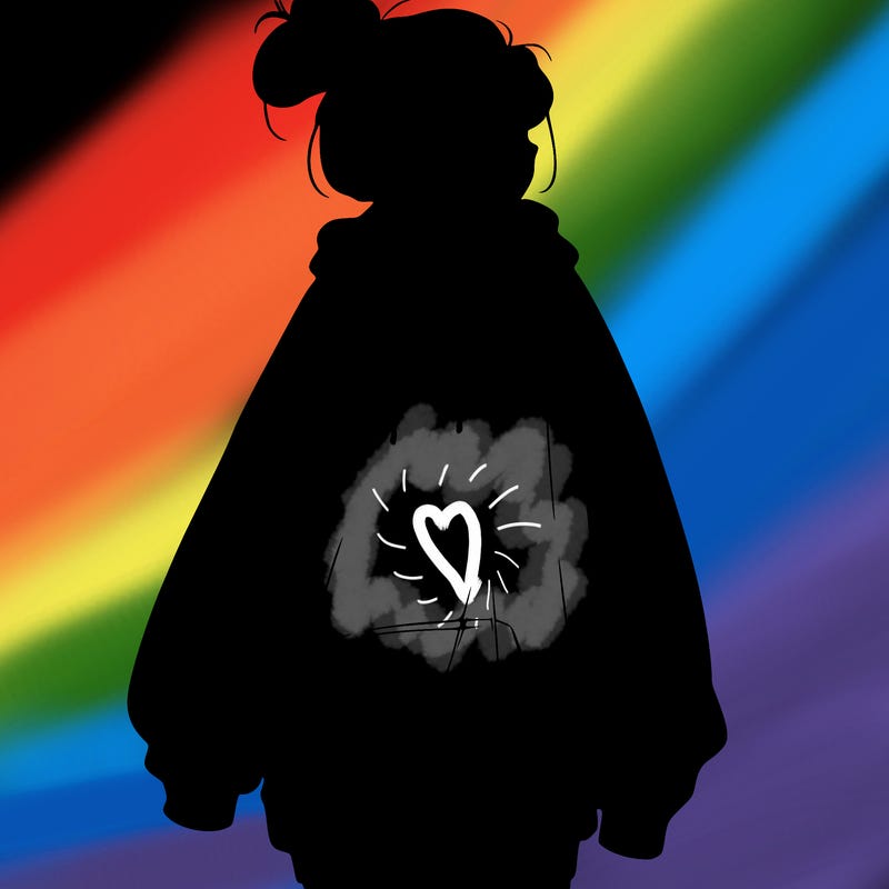 realistic girl with a oversized sweatshirt on and a bun