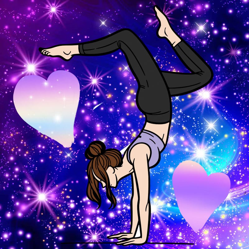 a woman doing a handstand