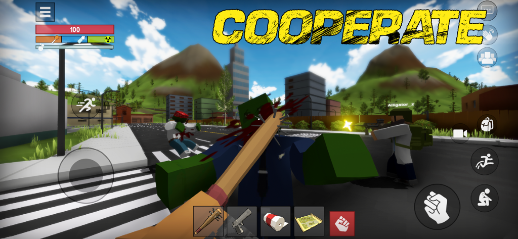 The Outlands 2 Zombie Survival - Jugabilidad en primera persona de jugadores luchando contra zombis con un bate de clavos en un juego de supervivencia low-poly