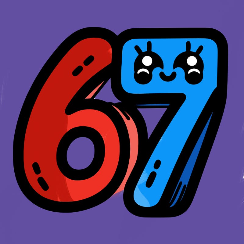 the numbers 67