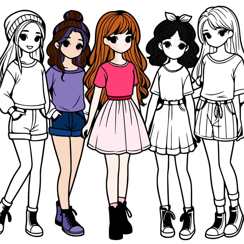 a group of five girls