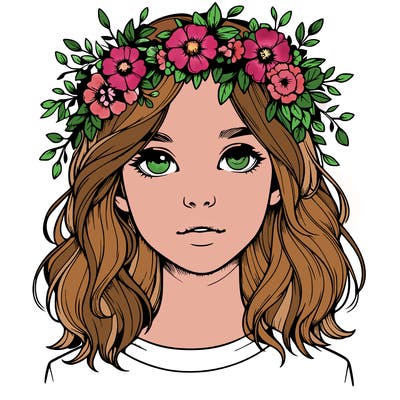 realistic girl with flower crown