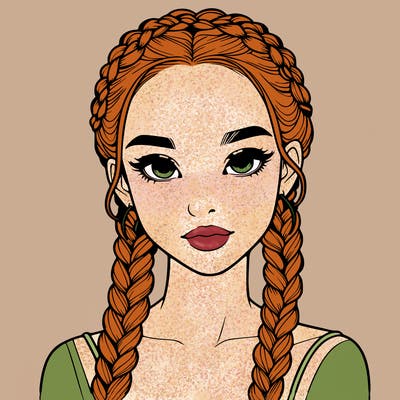 realistic girl with braids