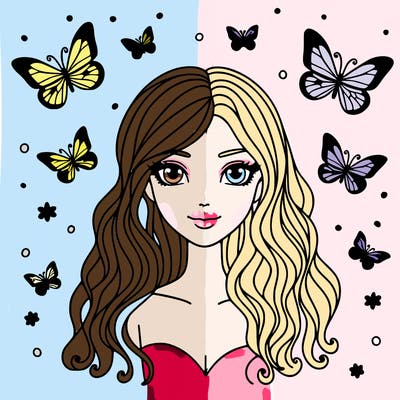 woman with butterfly hair