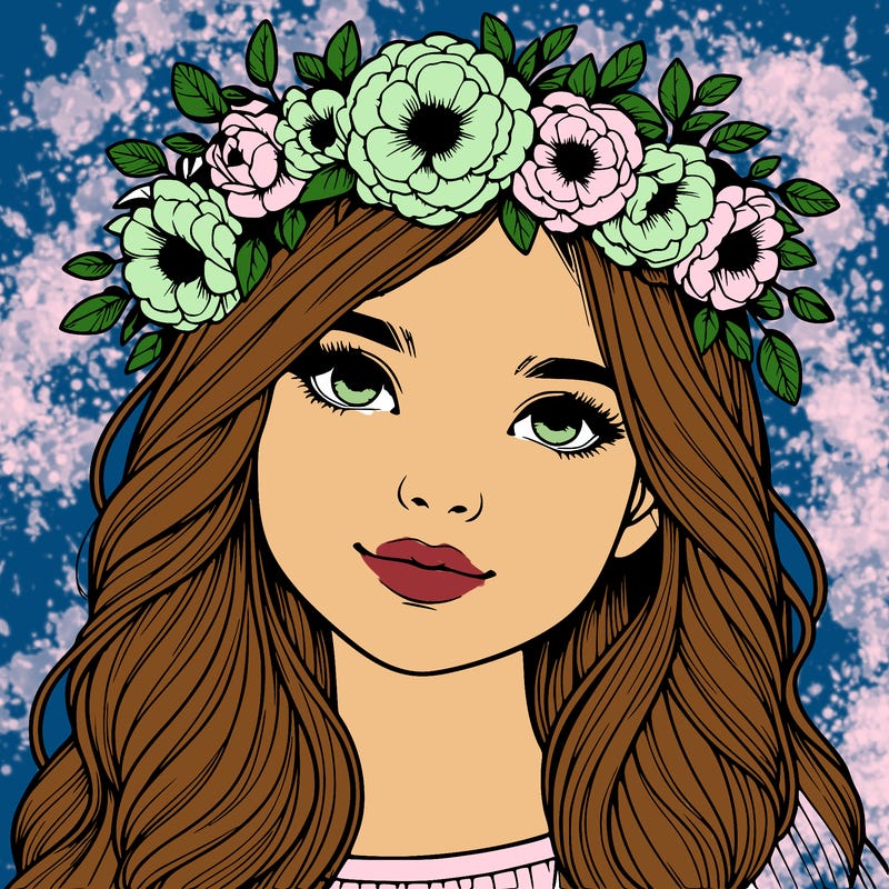 realistic girl with flower crown