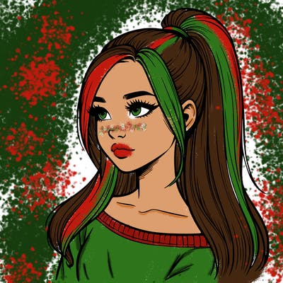 realistic girl with a high ponytail