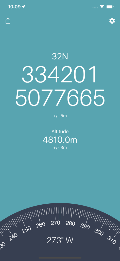 GPS Locate - GPS Locate app interface displaying UTM coordinates, altitude, and compass.