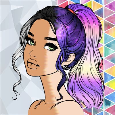 realistic girl with a ponytail on her hair and lips