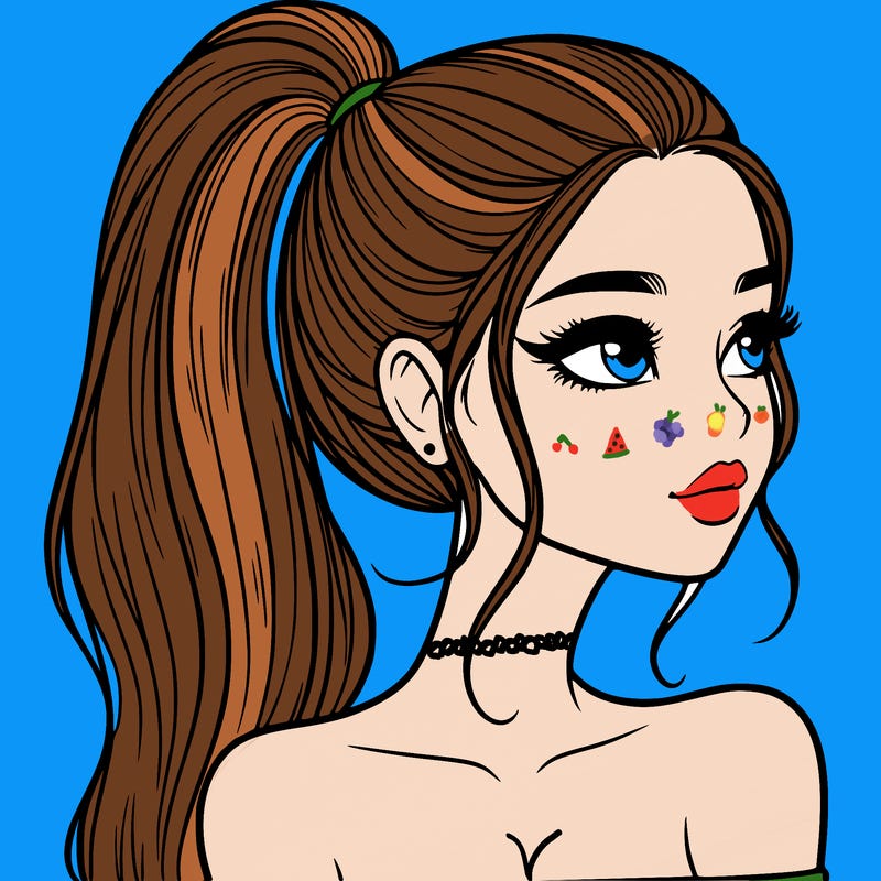 a beautiful and realistic girl with a high pony tail