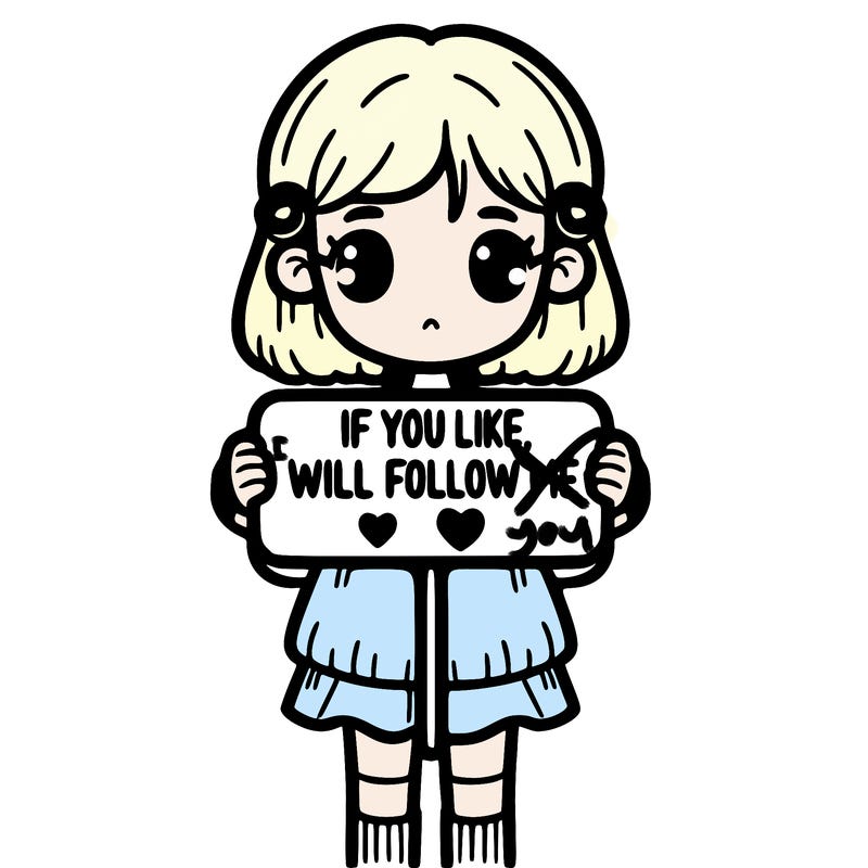 girl that has a sign that says that if you like i will follow you