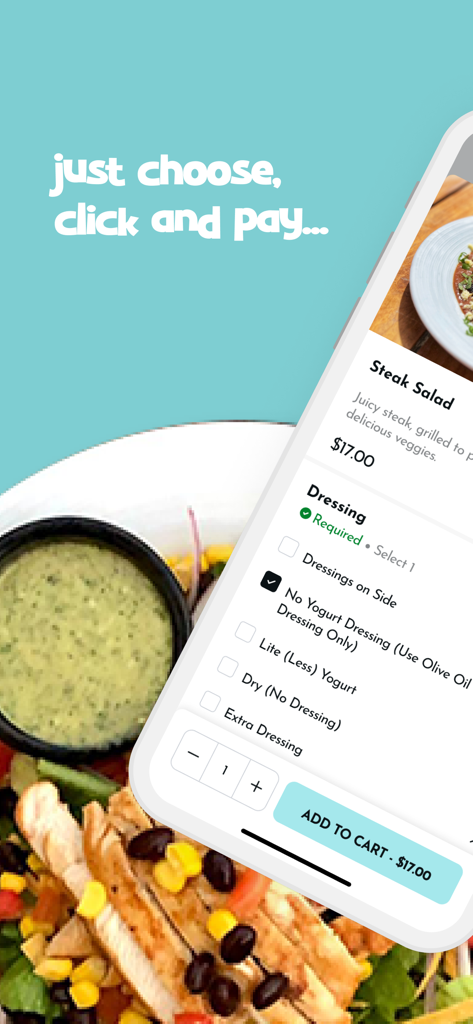 Sandbar Beachfront Hostel - Sandbar Beachfront Hostel mobile app interface for ordering and customizing a steak salad.