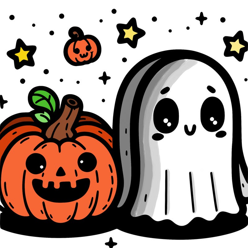 cute pumpkin and ghost