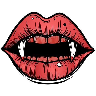 lips with vampire teeth
