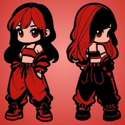 girl in crop top and baggy pants