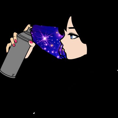 a realistic girl spray, painting