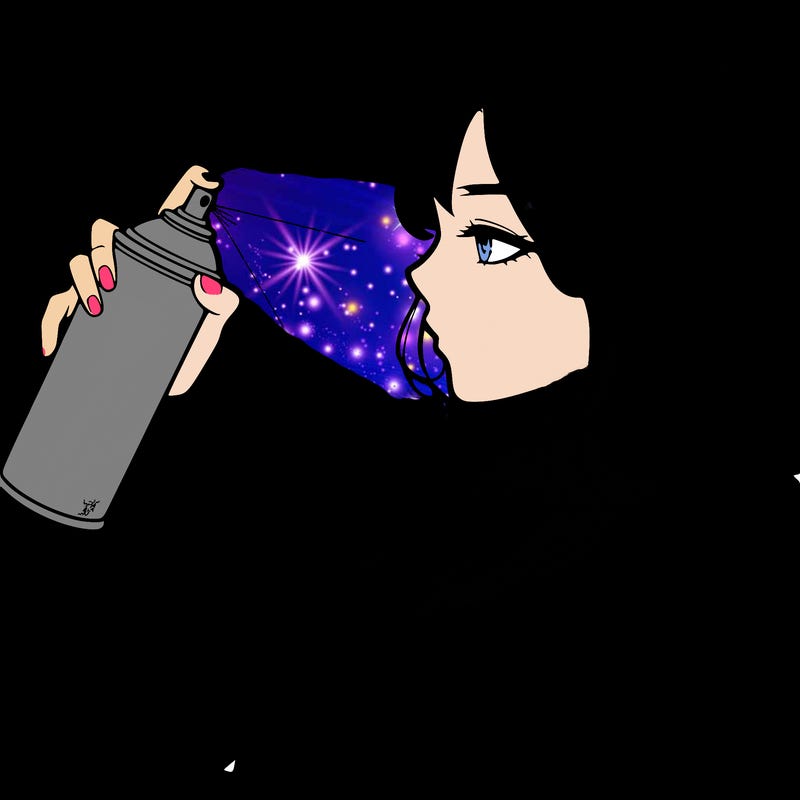 a realistic girl spray, painting