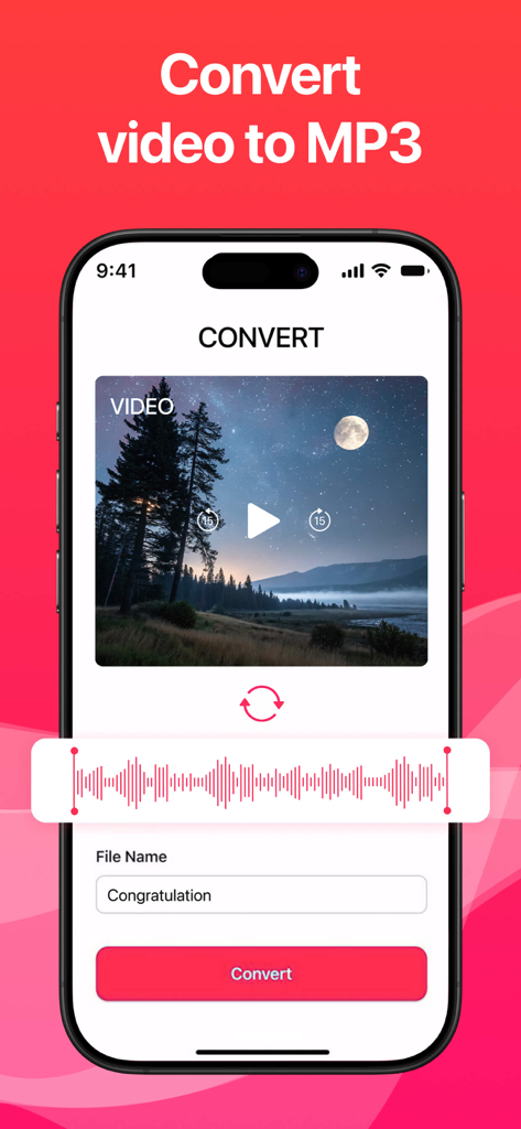 Audio Converter: Video to MP3ㅤ - Interface of Audio Converter app showing a video preview and a button to convert video to MP3