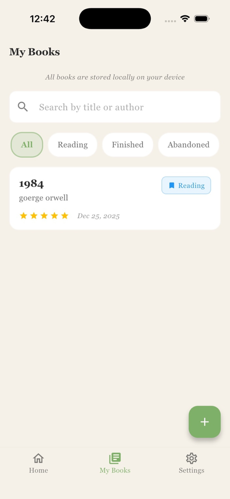 bookmind ai - BookMind AI 앱 인터페이스에 독서 목록 및 상태 필터가 있는 '내 책' 섹션이 표시됩니다.