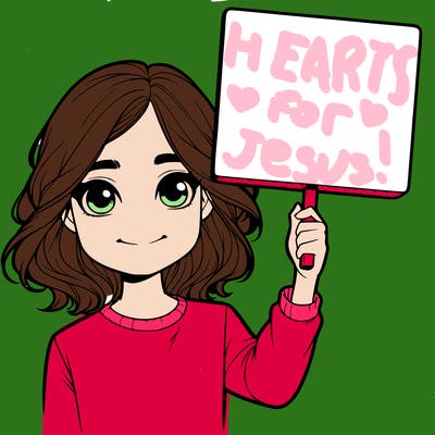 realistic girl holding up a sign
