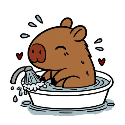 capybara taking a bath