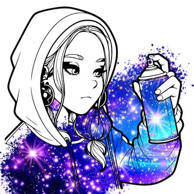 a realistic girl, spray painting