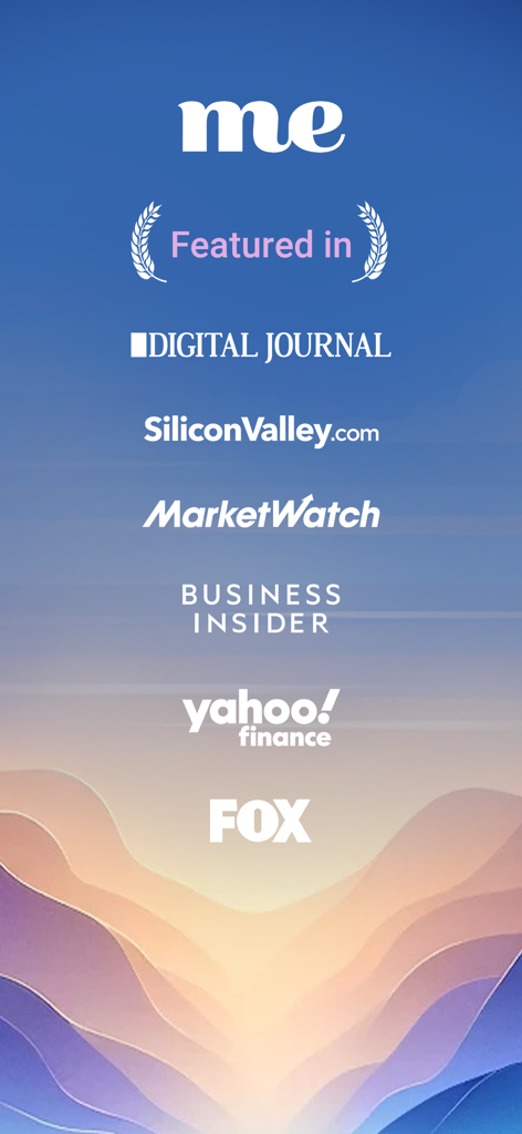 Me: Motivation & Wellness - Major news outlet logos including Business Insider and Fox featuring the Me Motivation and Wellness app