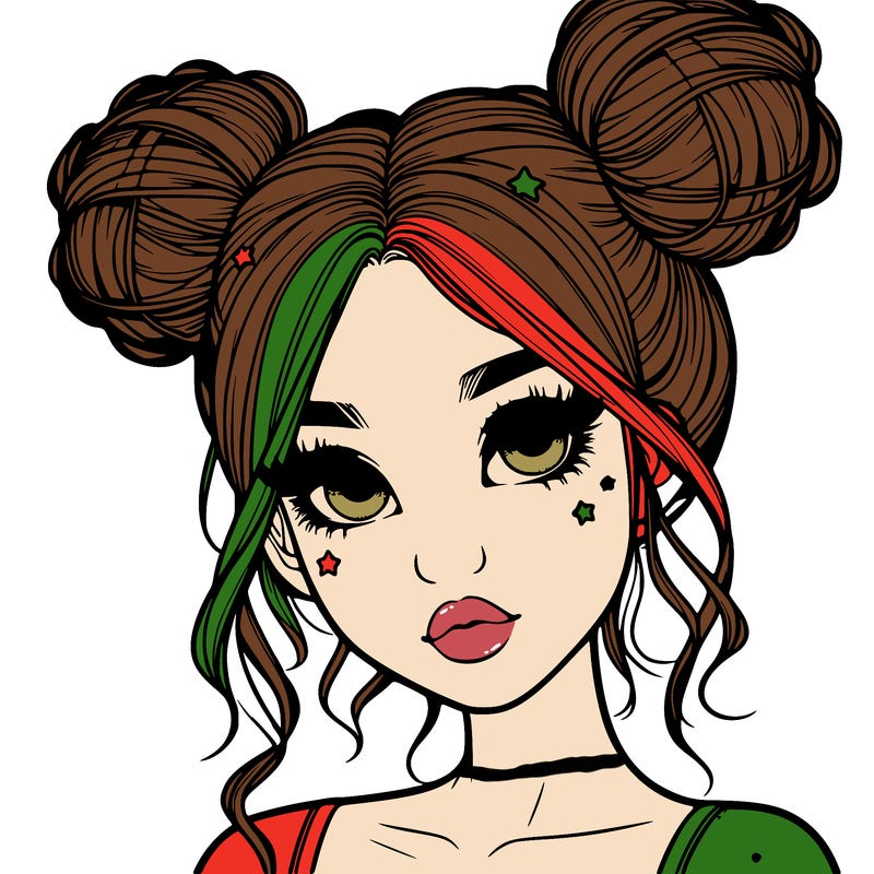 realistic girl with space buns