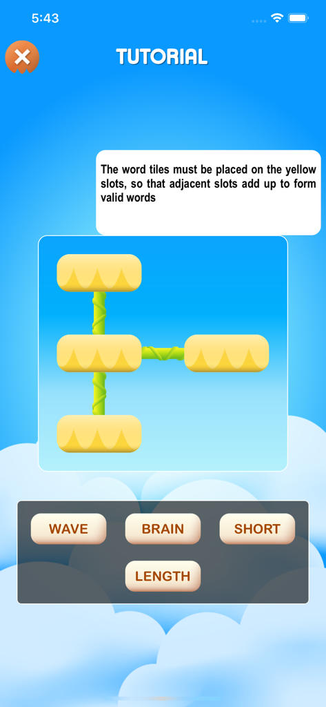 BranchWordy - A tutorial screen for the BranchWordy app explaining how to arrange word tiles on branches to form compound words.