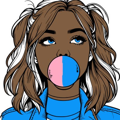 realististic girl blowing bubble -gum