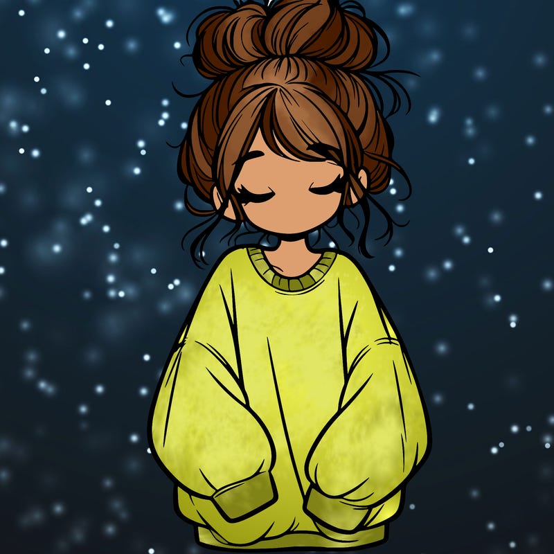 girl with baggy sweatshirt and messy bun