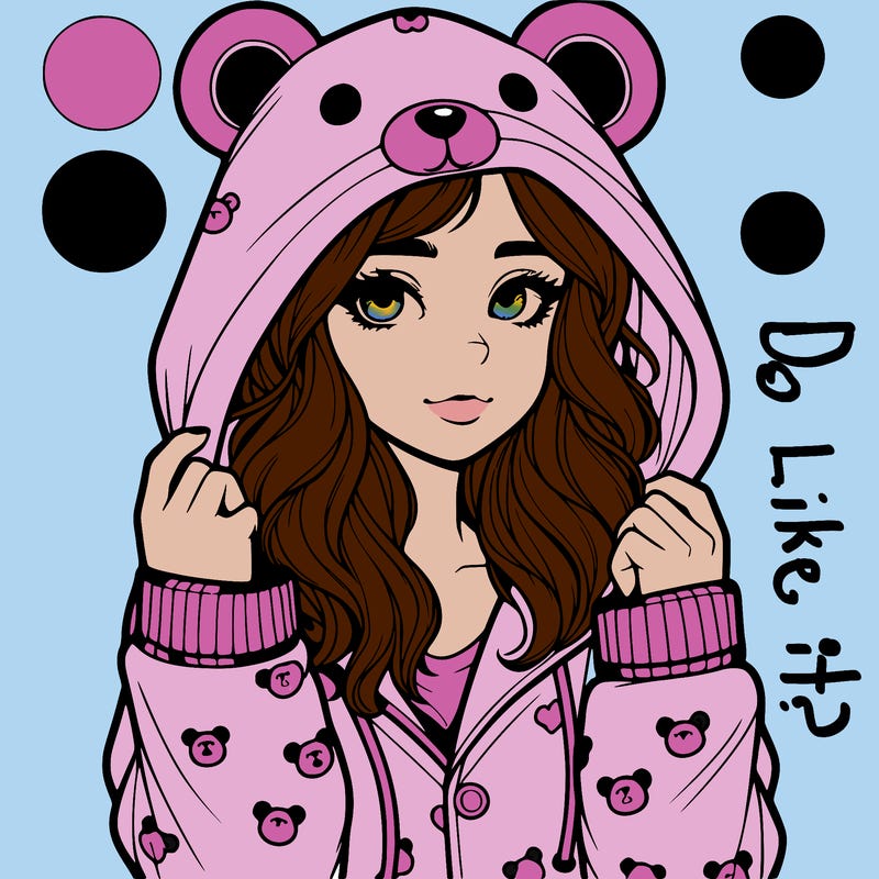 realistic girl in a animal pjs hoodie