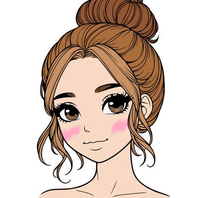 realistic pretty girl with hair in bun