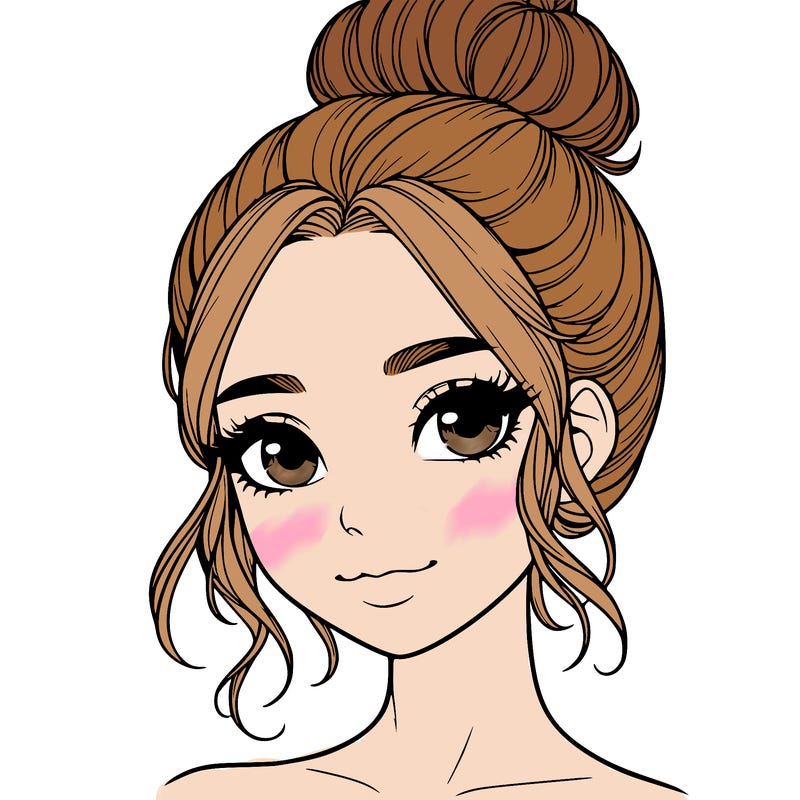 realistic pretty girl with hair in bun