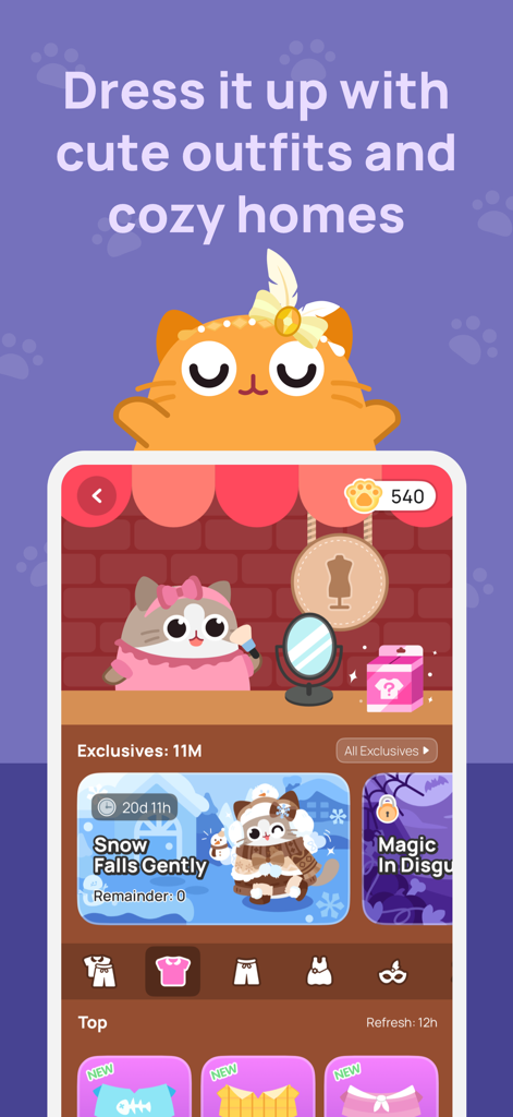 귀여운 의상과 포근한 집 테마로 Catzy 마스코트 커스터마이징