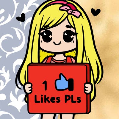 girl holding a sign saying 10 likes pls