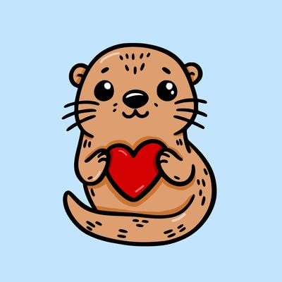 otter with a heart