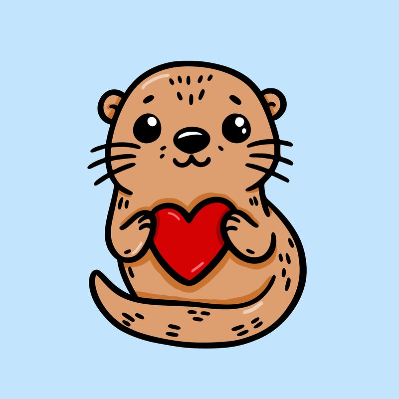 otter with a heart