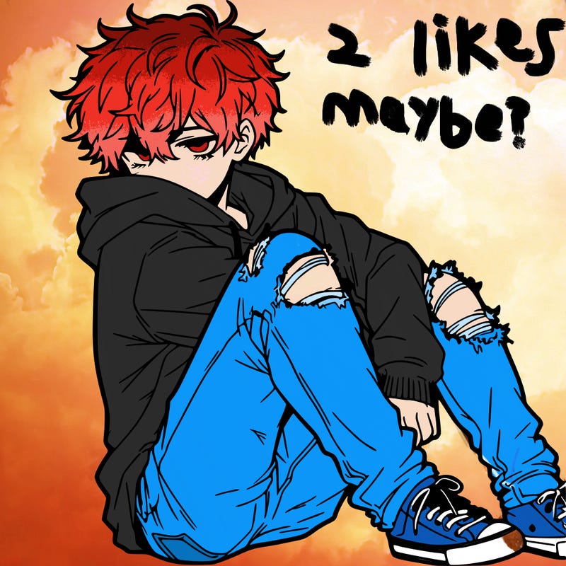 a male hoddie ripped jeans messy hair anime
