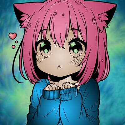 shy anime catgirl