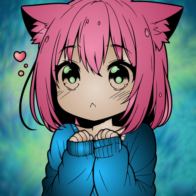 shy anime catgirl