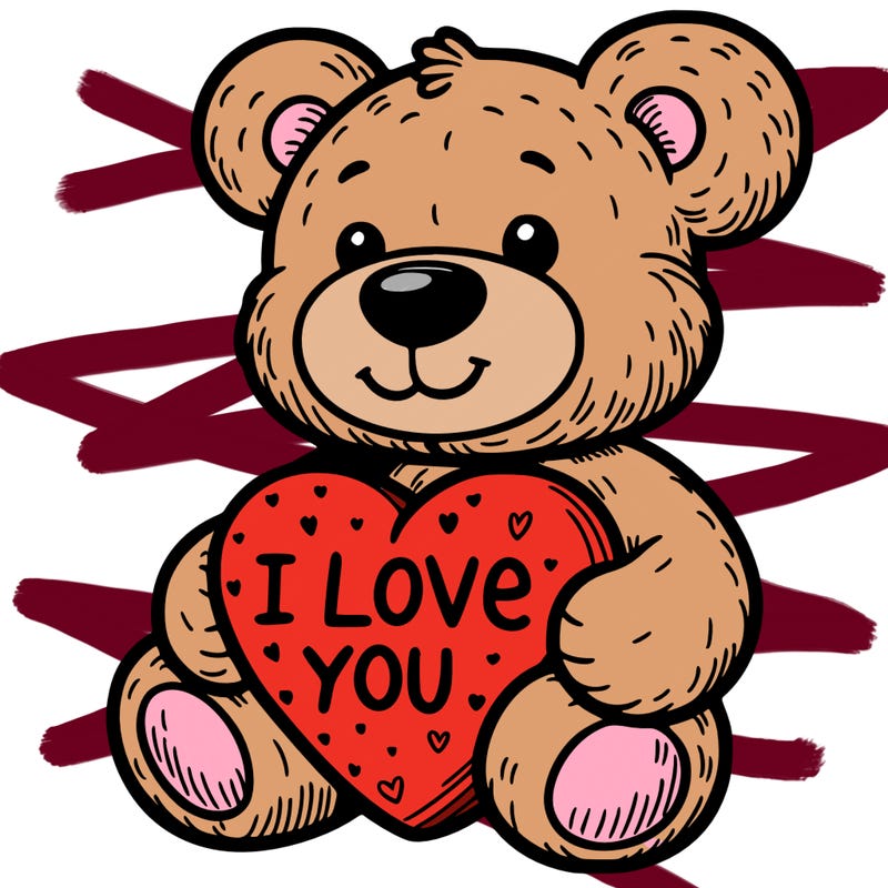 teddy bear holding an i love you heart
