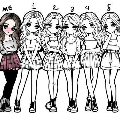 a group of girls realistic