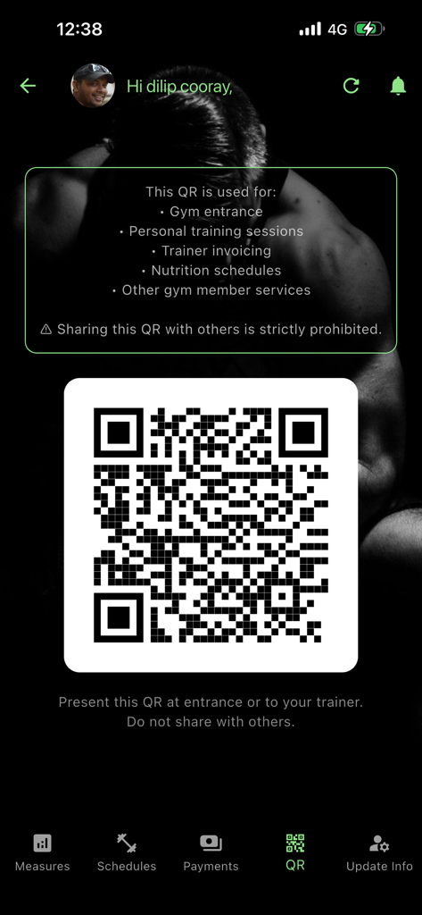 Gym Master QR code for gym entrance and member check in