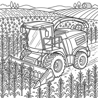 Experience the tranquility of farm life with this detailed forage harvester coloring page, perfectly crafted for seniors. Its large, clear outlines make it an accessible and enjoyable way to relax and express creativity.