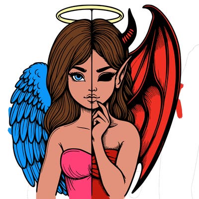 realistic angel half demon