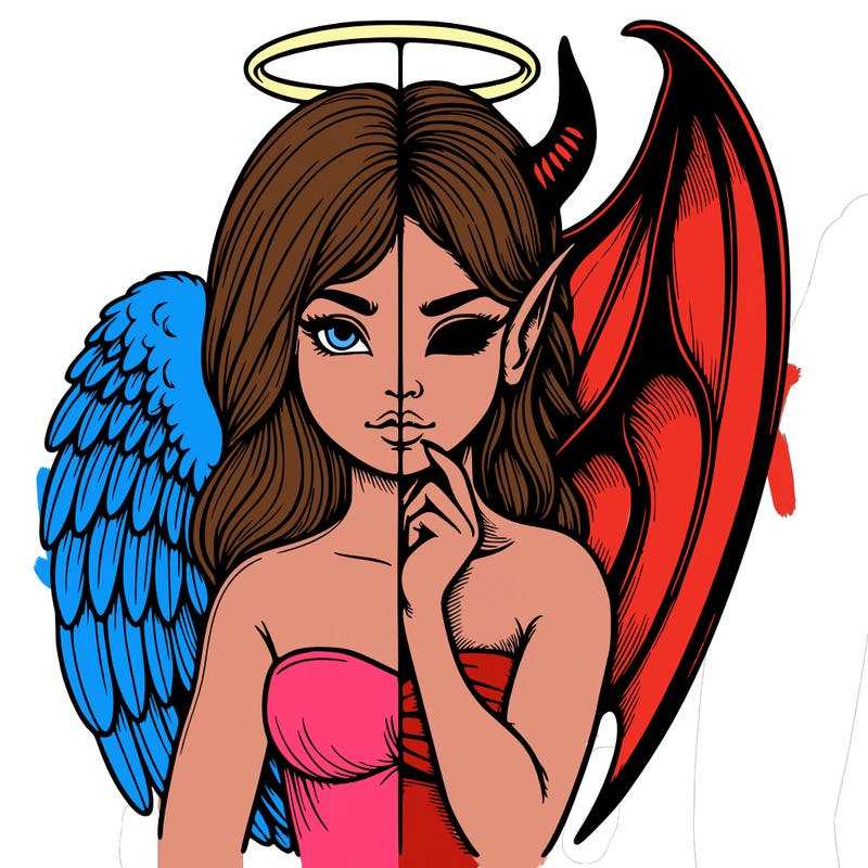 realistic angel half demon