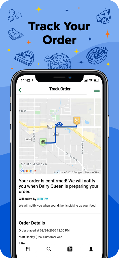 Real-time food delivery tracking map on the Woosh Delivery mobile app.